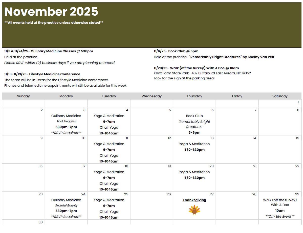 November 2025 Member Events Calendar Screen Shot